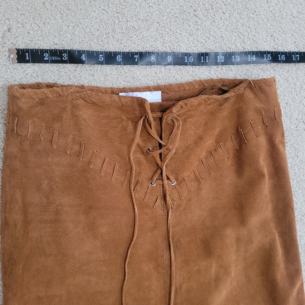 The Keenan Leather Company Suede Fringe Skirt Size EU 38 US 6 Brown Midi - Picture 5 of 8